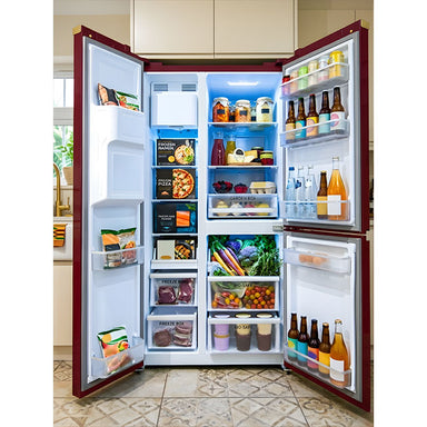 ERK.ページ Art Deco American Style Plumbed Fridge Freezer (Bordeaux Red) – Kaiser