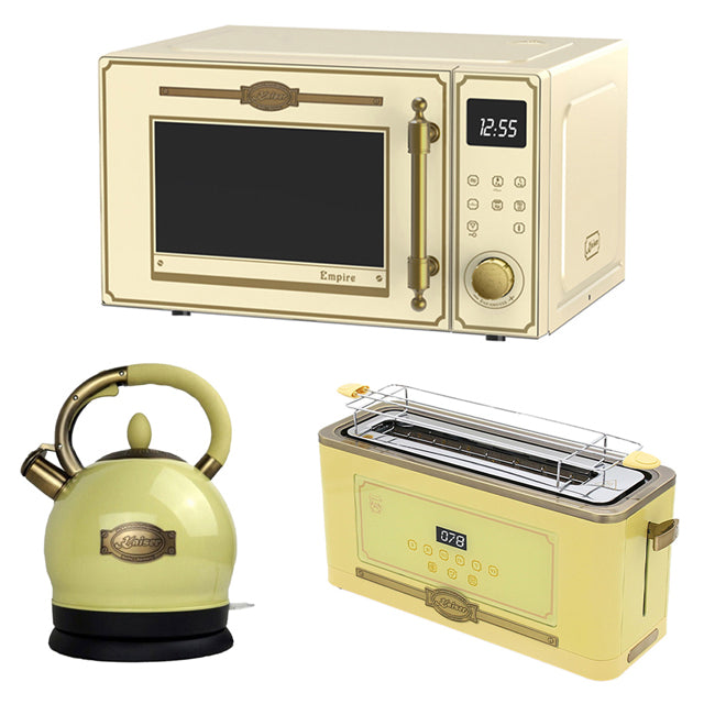 Empire 900W Microwave, Toaster & Kettle Bundle (Ivory)