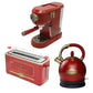 Empire Espresso Coffee Machine, Toaster & Kettle Bundle (Red)