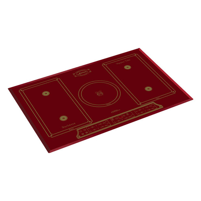 Empire 77cm Induction Glass Hob & Chimney Cooker Hood Bundle (Bordeaux Red)
