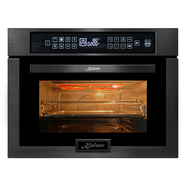 Grand Chef Compact Electric Oven with Microwave Function (Black Stainless Steel)