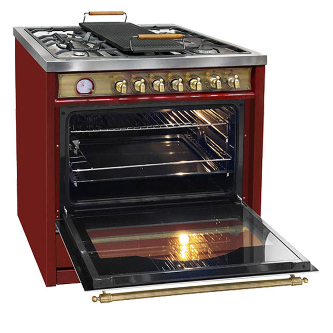 Empire Dual Fuel Range Cooker & 90cm Hood Bundle (Bordeaux Red)