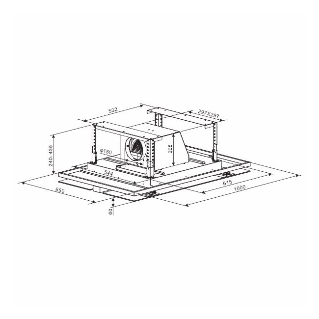 Avantgarde Pro 110cm Built-In Ceiling Island Cooker Hood (White)