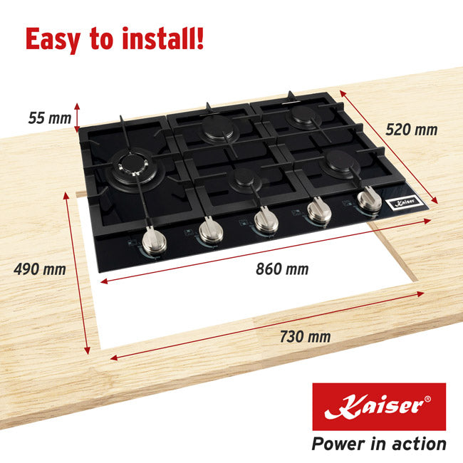 Avantgarde Pro 86cm Gas Hob (Black)