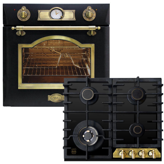 Empire Electric Oven & 4 Burner Gas Hob Bundle (Black)