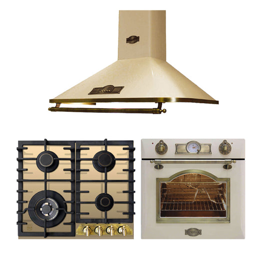 Empire Electric Oven, Gas Hob & Cooker Hood Bundle (Ivory)
