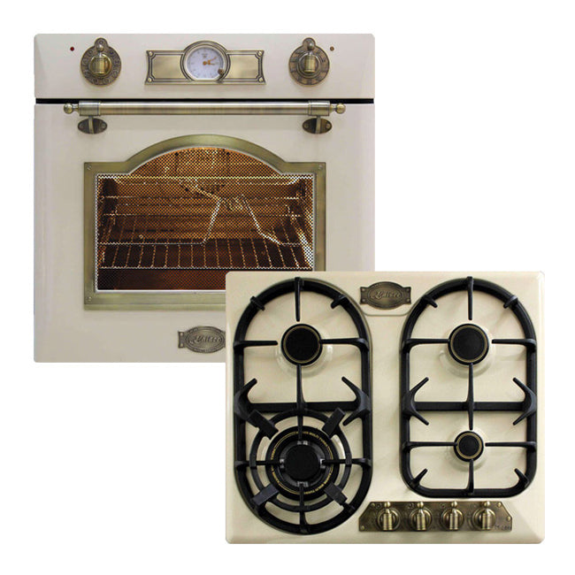 Empire Electric Oven & 4 Burner Enamel Gas Hob Bundle (Ivory)