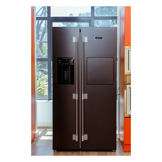 Avantgarde Pro Plumbed American Style Fridge Freezer (Black Stainless Steel)