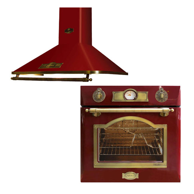 Empire Electric Oven & 60cm Cooker Hood Bundle (Bordeaux Red)