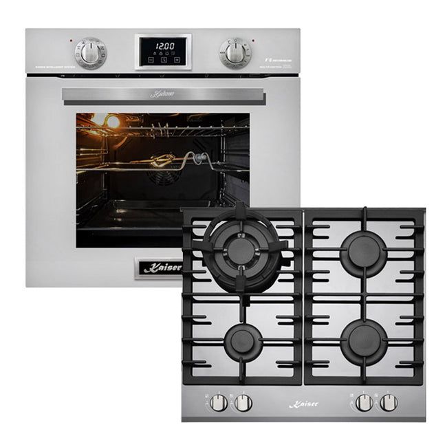 Grand Chef Electric Oven & 4 Burner Gas Hob Bundle (White)